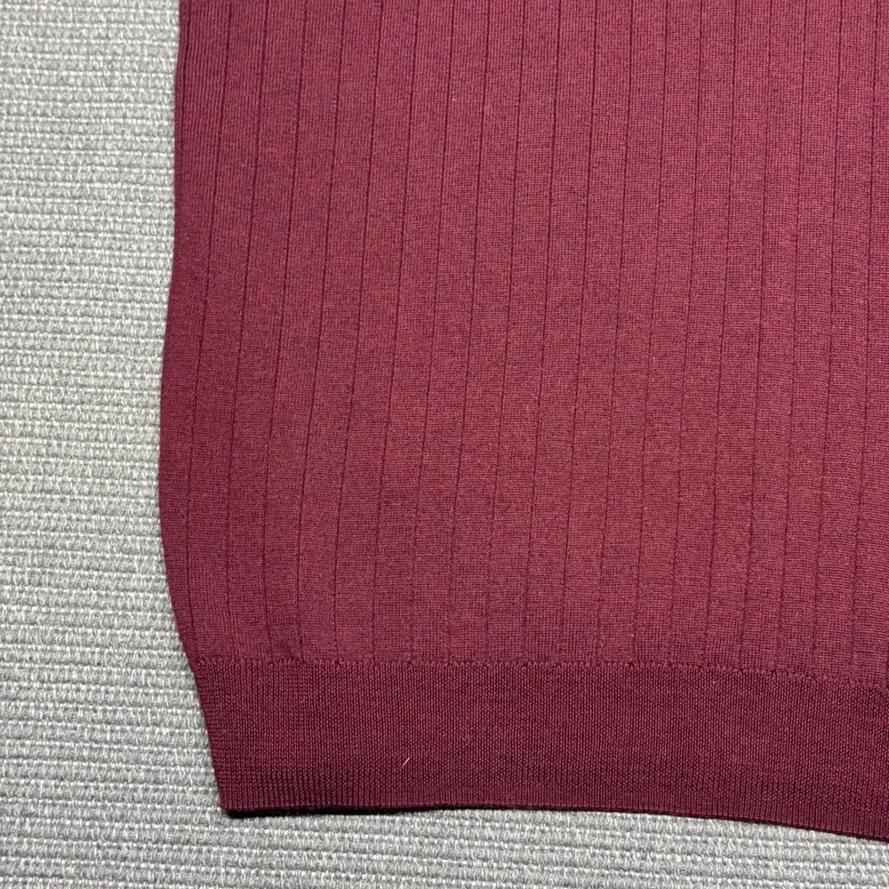 Brooks Brothers Mens Burgundy 100% Merino Wool Ribbed Quarter Zip Sweater Vest L
